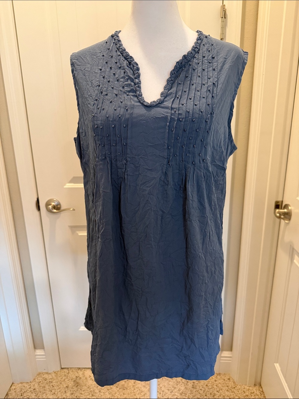 Coldwater Creek Slate Blue Braided-Trim Tunic